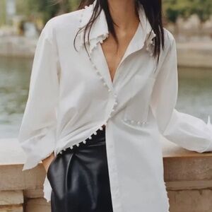 Anthropologie Hannah Lynn long sleeve blouse with pearls